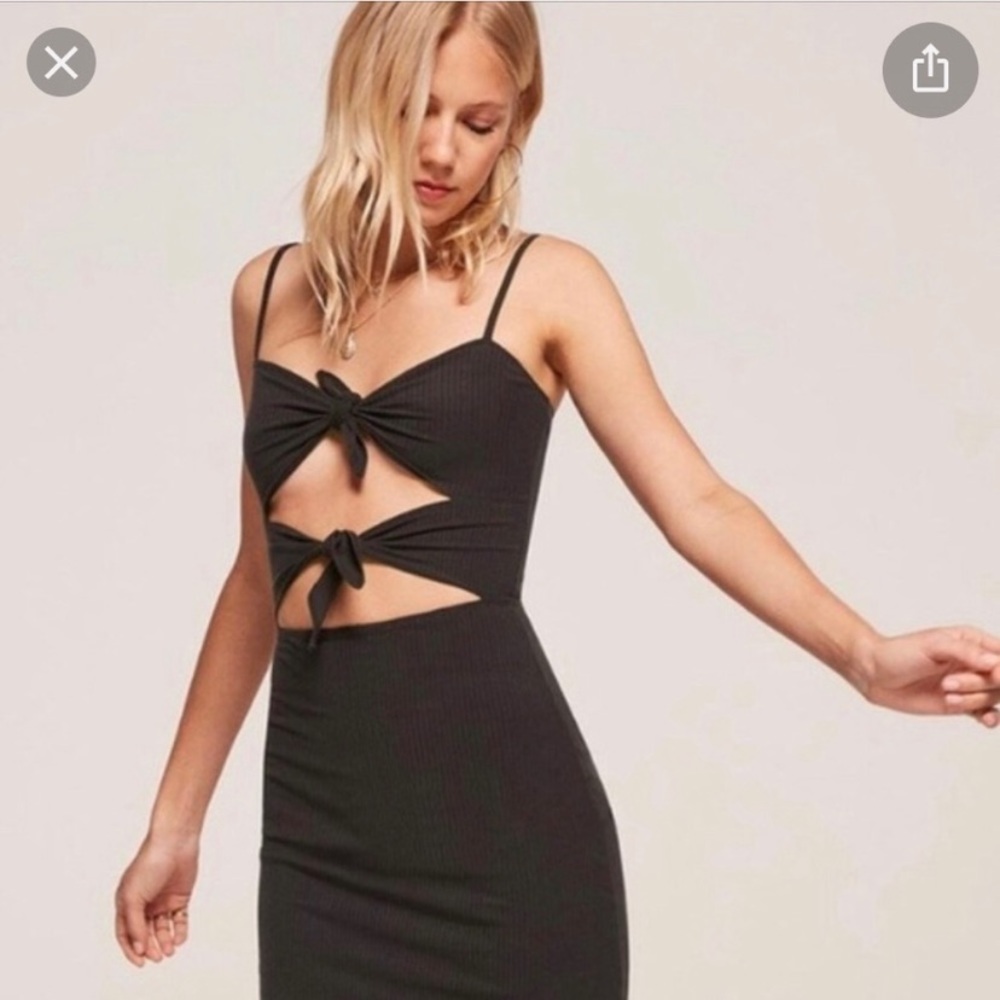 Reformation double tie front midi dress S